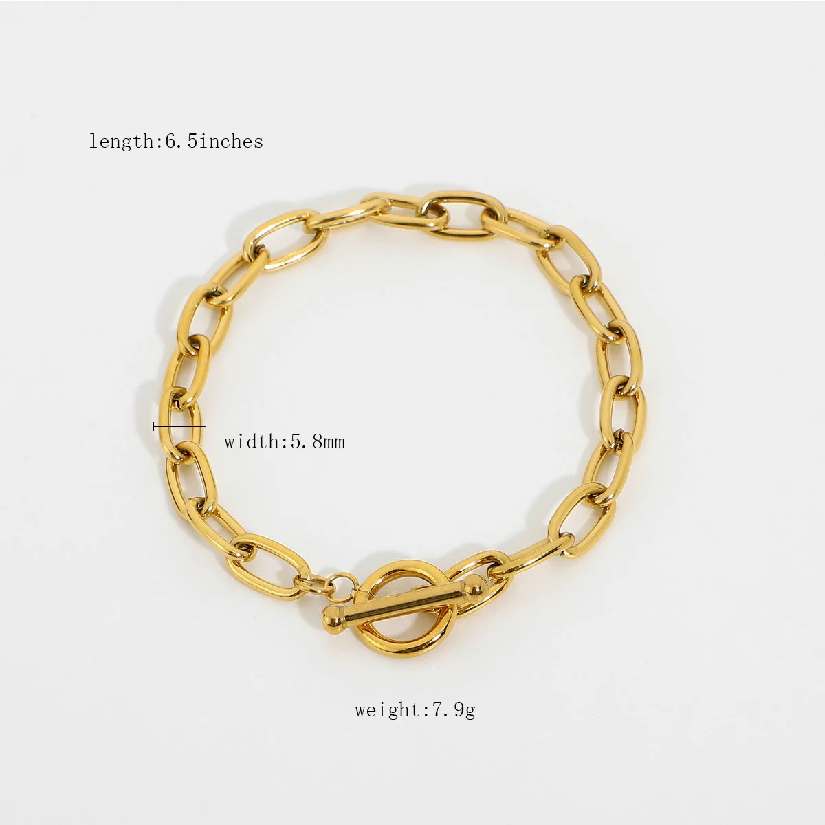 Gold Bracelet Paper Clip Bracelet T Ring Gold Plated Stainless Steel Oval Chain Bracelet For Women