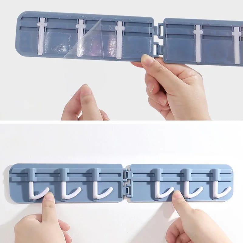 6 Hooks Double Sided Foldable Adhesive Holder