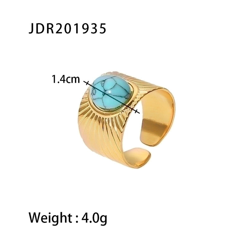 Fashion Geometric 304 Stainless Steel Artificial Gemstones Irregular Rings