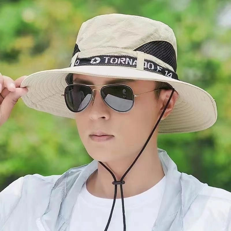 Men's Casual Minimalist Letter Printing Wide Eaves Sun Hat