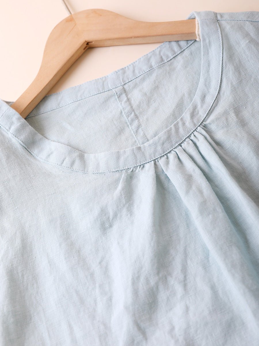 Women Summer Casual Pure Color 100%Linen Vest Dress
