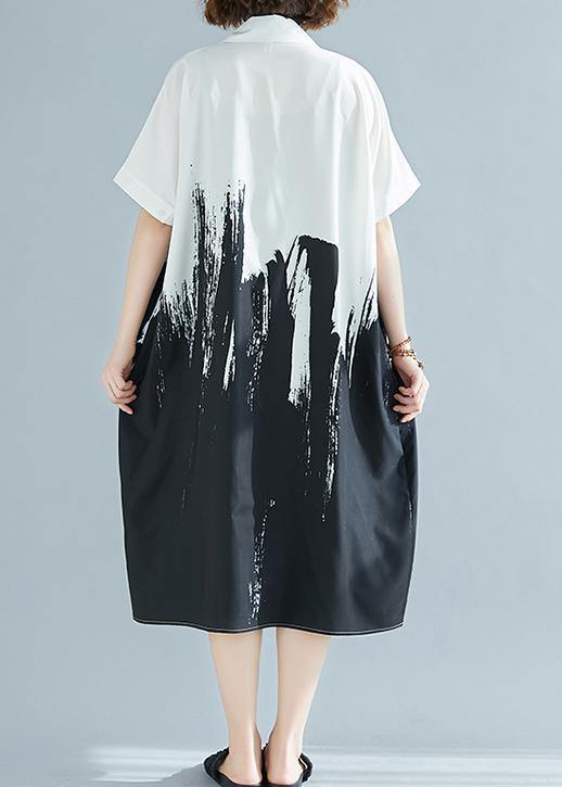 Modern lapel Cotton clothes For Women Work Outfits white Dress