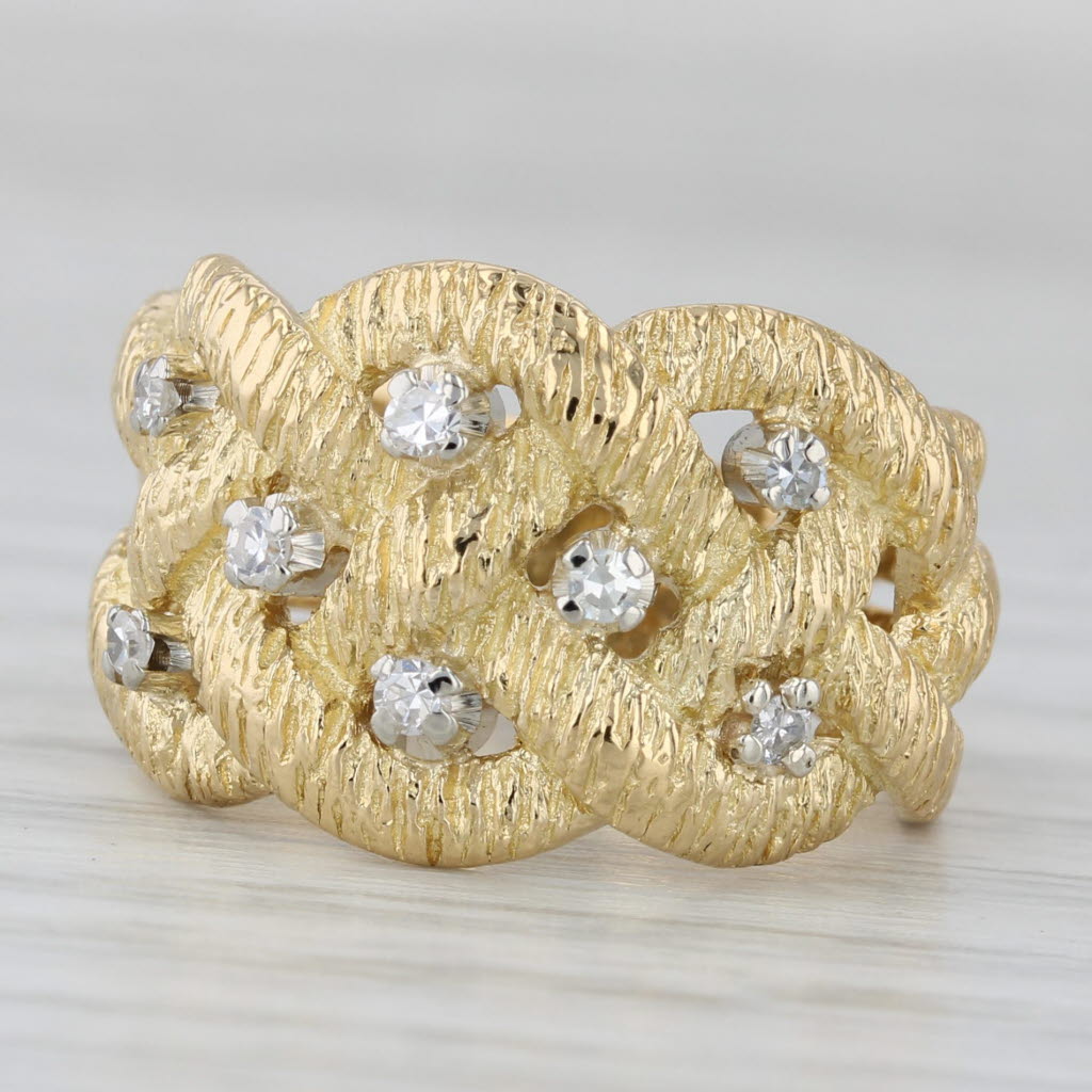 Woven 0.12ctw Diamond Ring 18k Yellow Gold Size 5.5