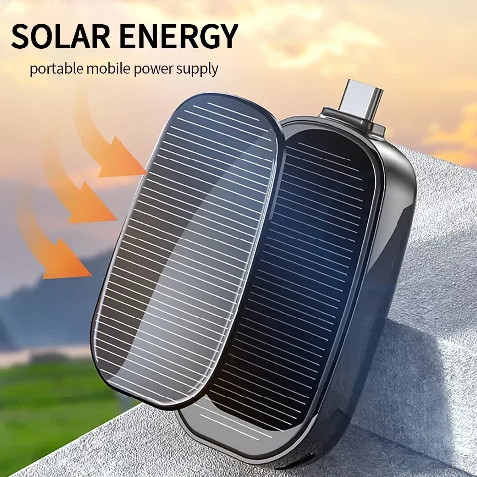Solar Power Bank Mini Key Ring Portable Charger 1200mAh Outdoor Camping External Battery Emergent Power Cargador Portátil 보조배터리