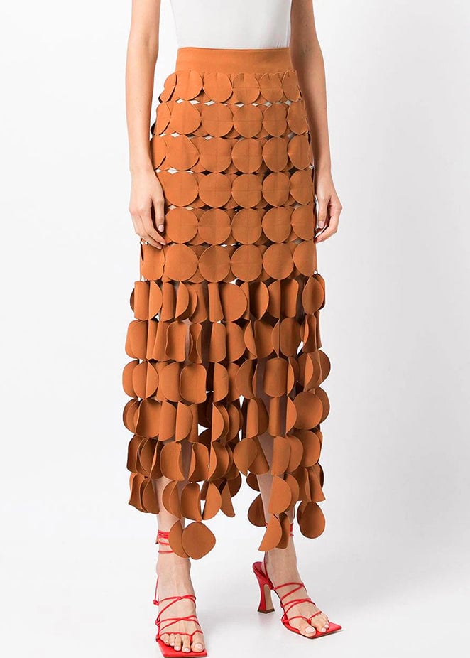 Original Design Orange Zip Up Hollow Out Skirts Summer