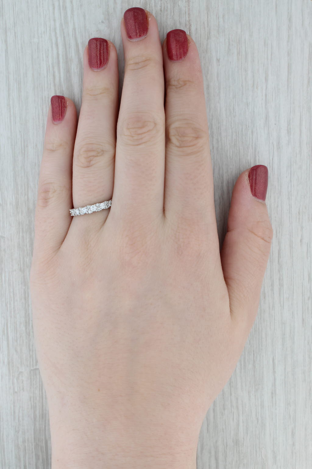 0.46ctw Diamond Wedding Band 10k White Gold Ring Stackable Size 8