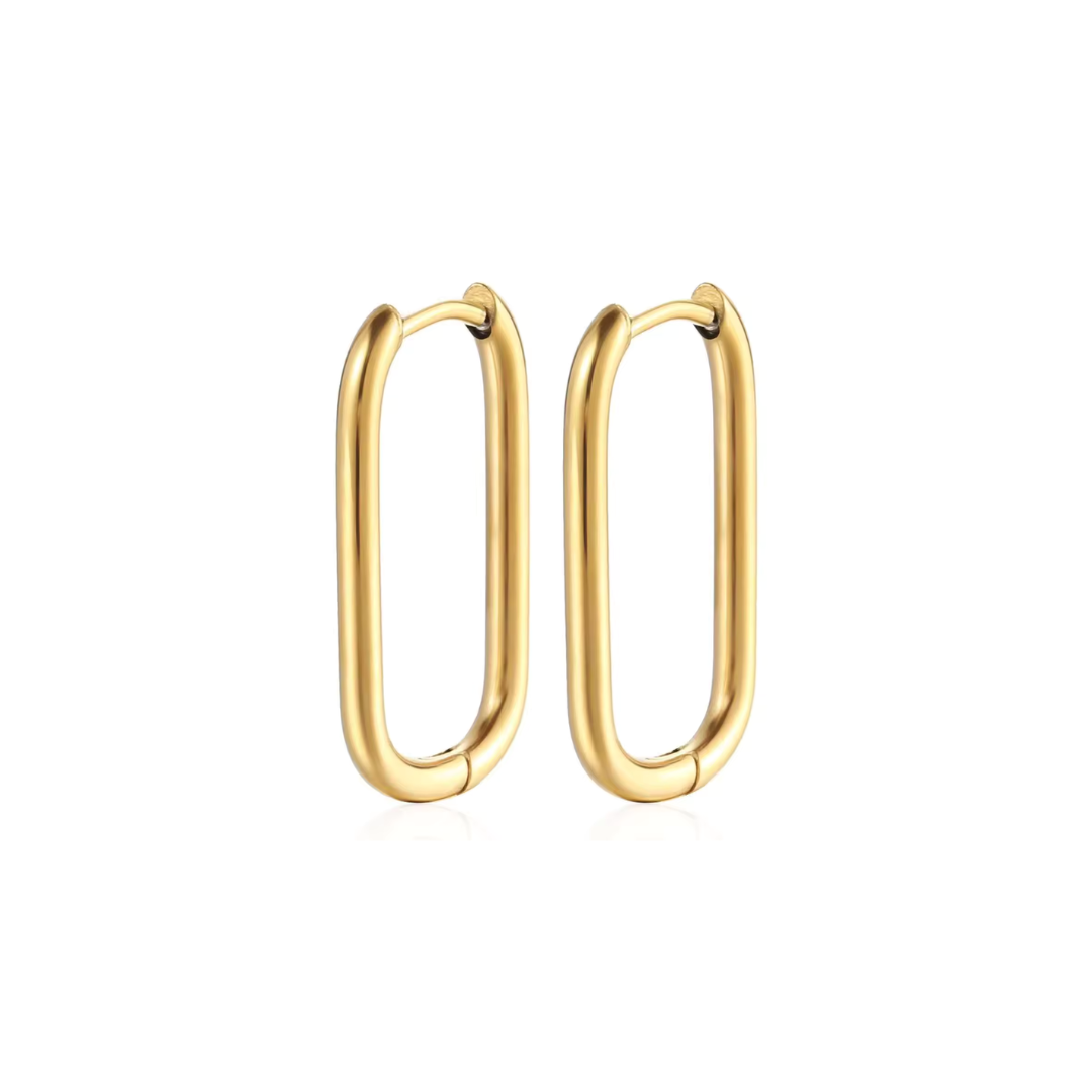 25mm Thin oval hoop - Gold