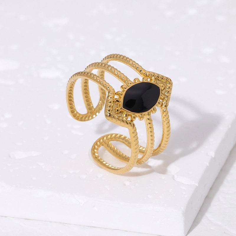 Casual Minimalist Geometric 304 Stainless Steel Hollow Out Inlay Open Rings