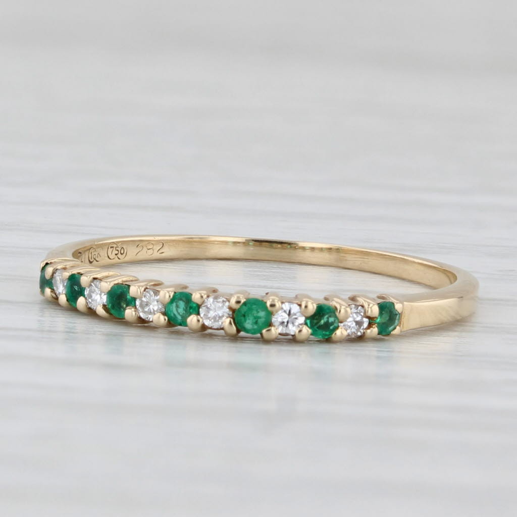 0.17ctw Emerald Diamond Stackable Ring 18k Yellow Gold Size 6.25