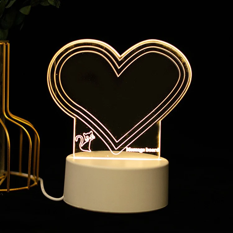 Rewritable Night Light with Girl Cute Acrylic Light Desk Lamp Message Board for Room Decor Desktop Ornaments Bedroom Sleep Light