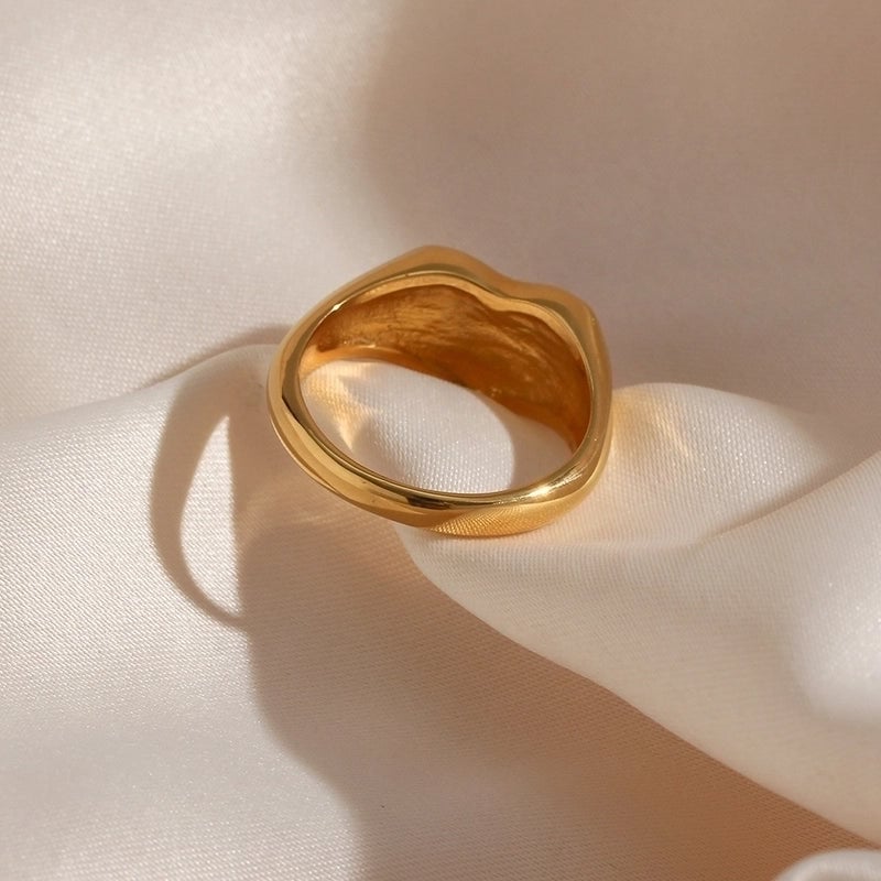 Fashion Heart Shape 304 Stainless Steel 18K Gold Plated Plating Rings