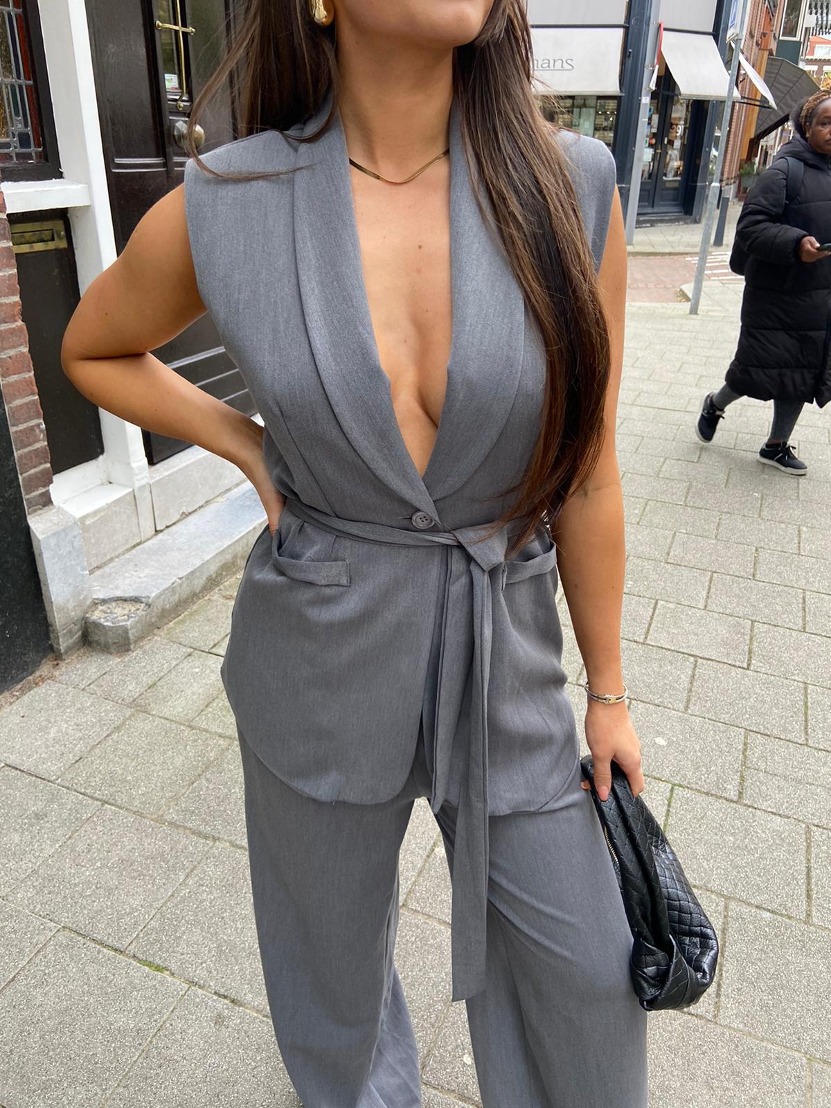 Kate two piece gilet set grey