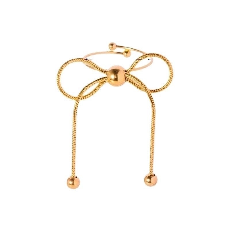 Sweet Bow Knot Titanium Steel Plating Rings