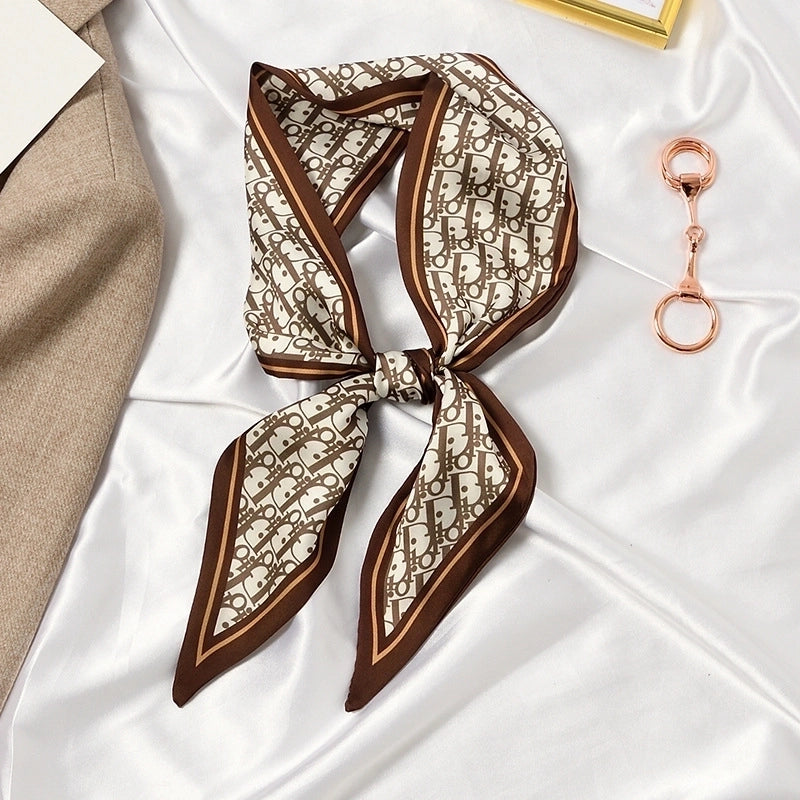 Women's Elegant Flower Satin Silk Scarf