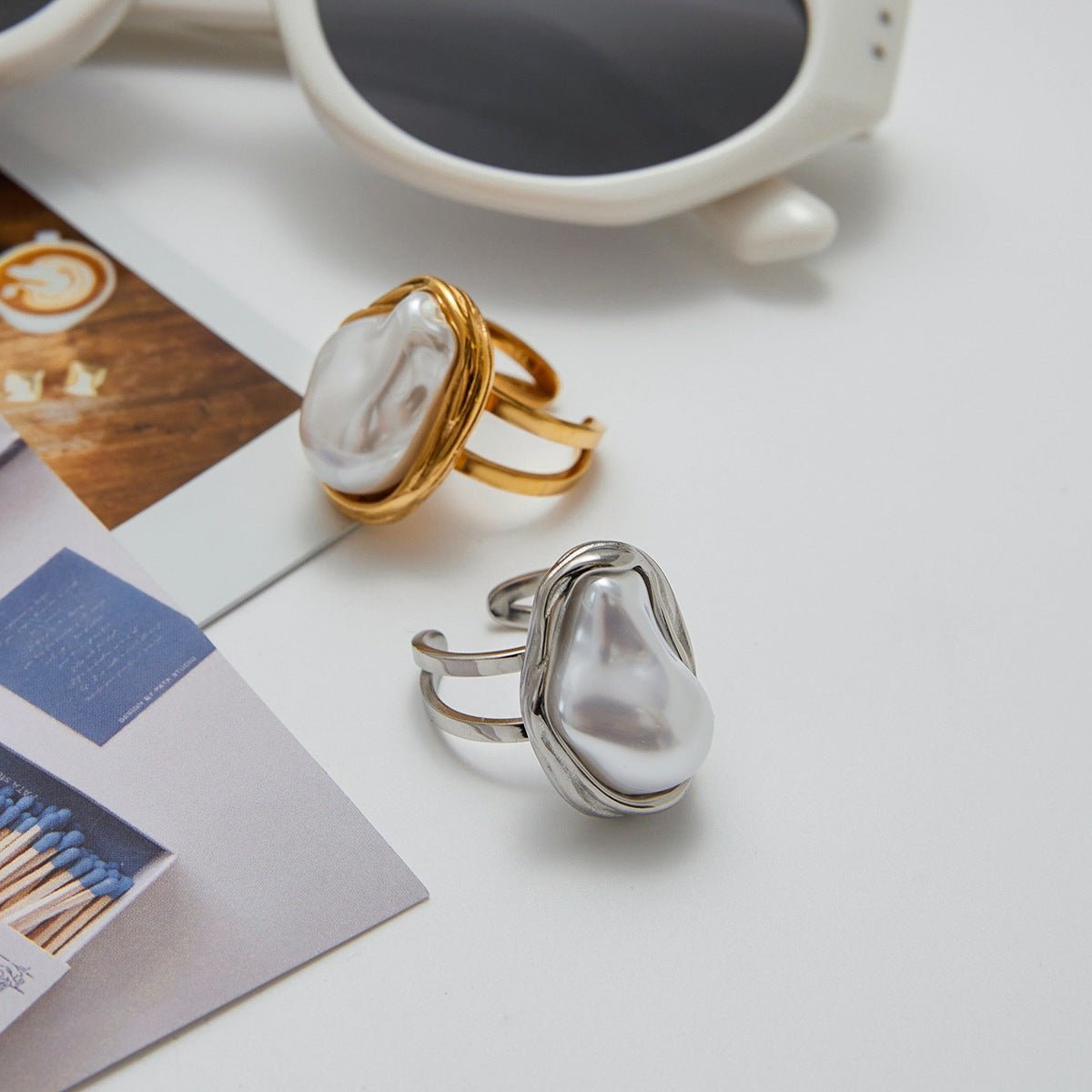Baroque Pearl Ring Titanium Steel Jewelry Hot Sale Female Rings