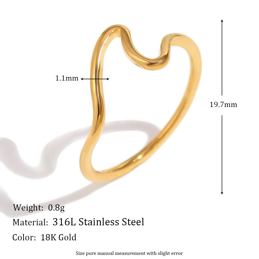 Minimalist Creative Circle Geometric Stainless Steel 18K Gold Plated Rings