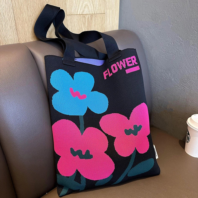 New Cartoon Sheep Knitted Shoulder Bag Women's High-grade Large Capacity Niche Casual Hand Bag Messenger Bag