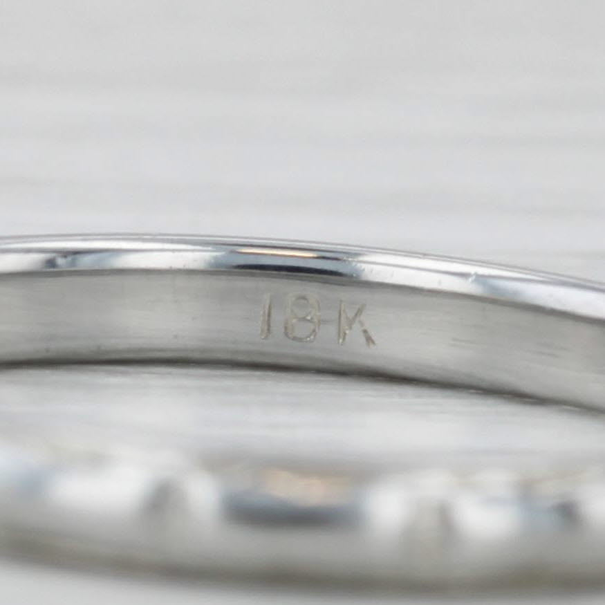 Vintage Etched Pattern Ring 18k White Gold Stackable Wedding Band Size 8
