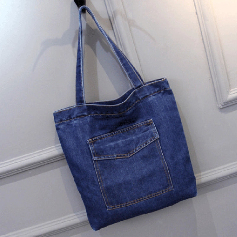 New Large Capacity Shoulder Bag Women's Casual Street Canvas Denim Shoulder Bag Shopping Bag Handbag