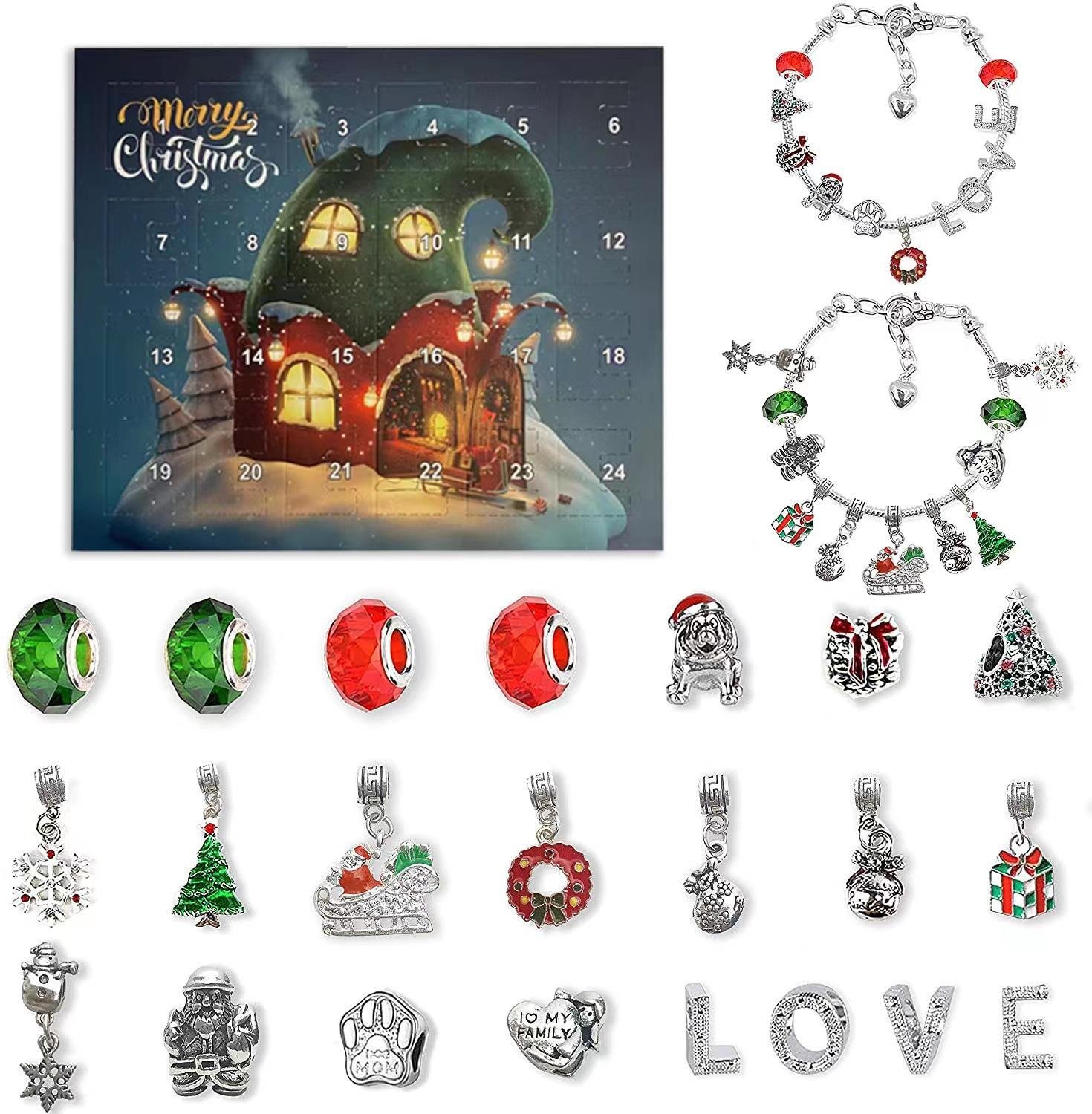(🎁Early Christmas Sale- 48% OFF🎁) 24 Days Countdown Calendar DIY Christmas Advent Calendar Bracelets Set - Buy 2 Get EXTRA  10％  OFF  & FREE SHIPPING