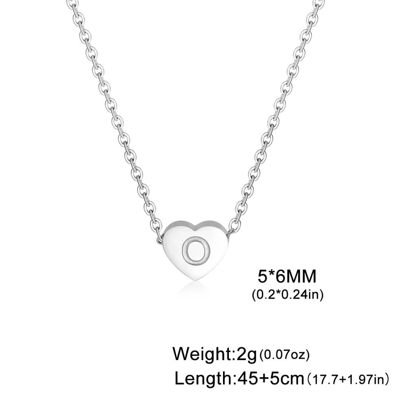 Stainless Steel Titanium Steel Minimalist Letter Heart Shape Plating Pendant Necklace