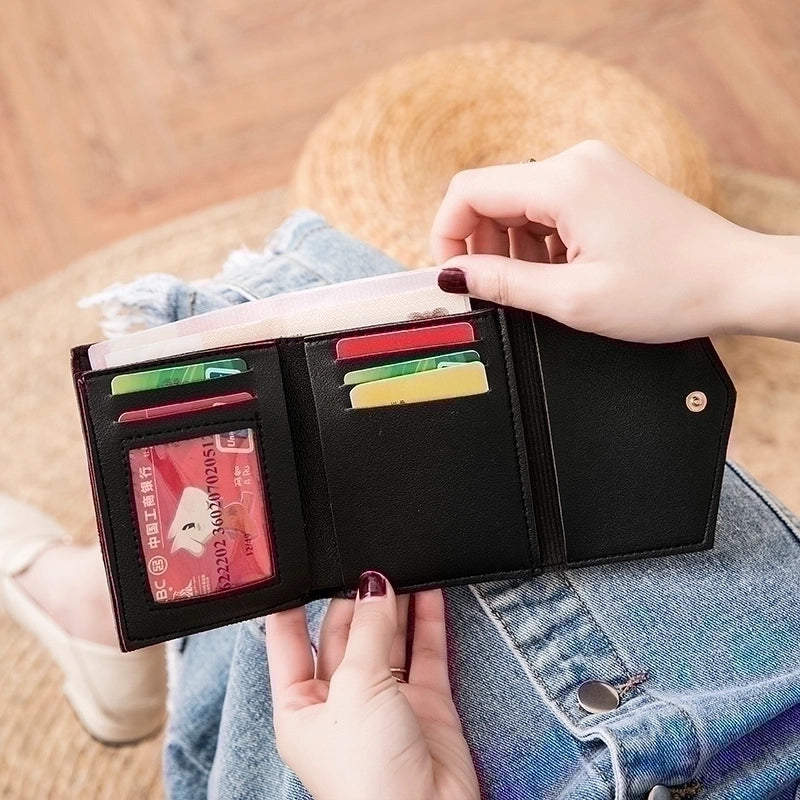 Women's Short Wallet Practical Three-fold Coin Purse Soft-faced Lady Card Bag