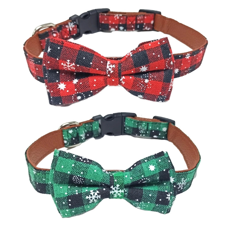 Casual Cotton Polyester Christmas Lattice Pet Collar