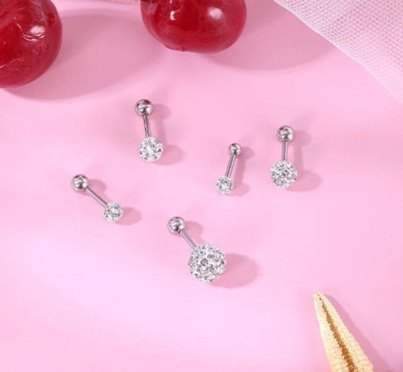 Minimalist Solid Color Stainless Steel Inlay Artificial Diamond Ear Studs 1 Piece