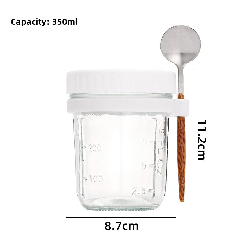 Overnight Oatmeal Cup Mason Sealed Glass Cup Portable Salad Cup With Lid Spoon Children Drink Soy Milk Yogurt