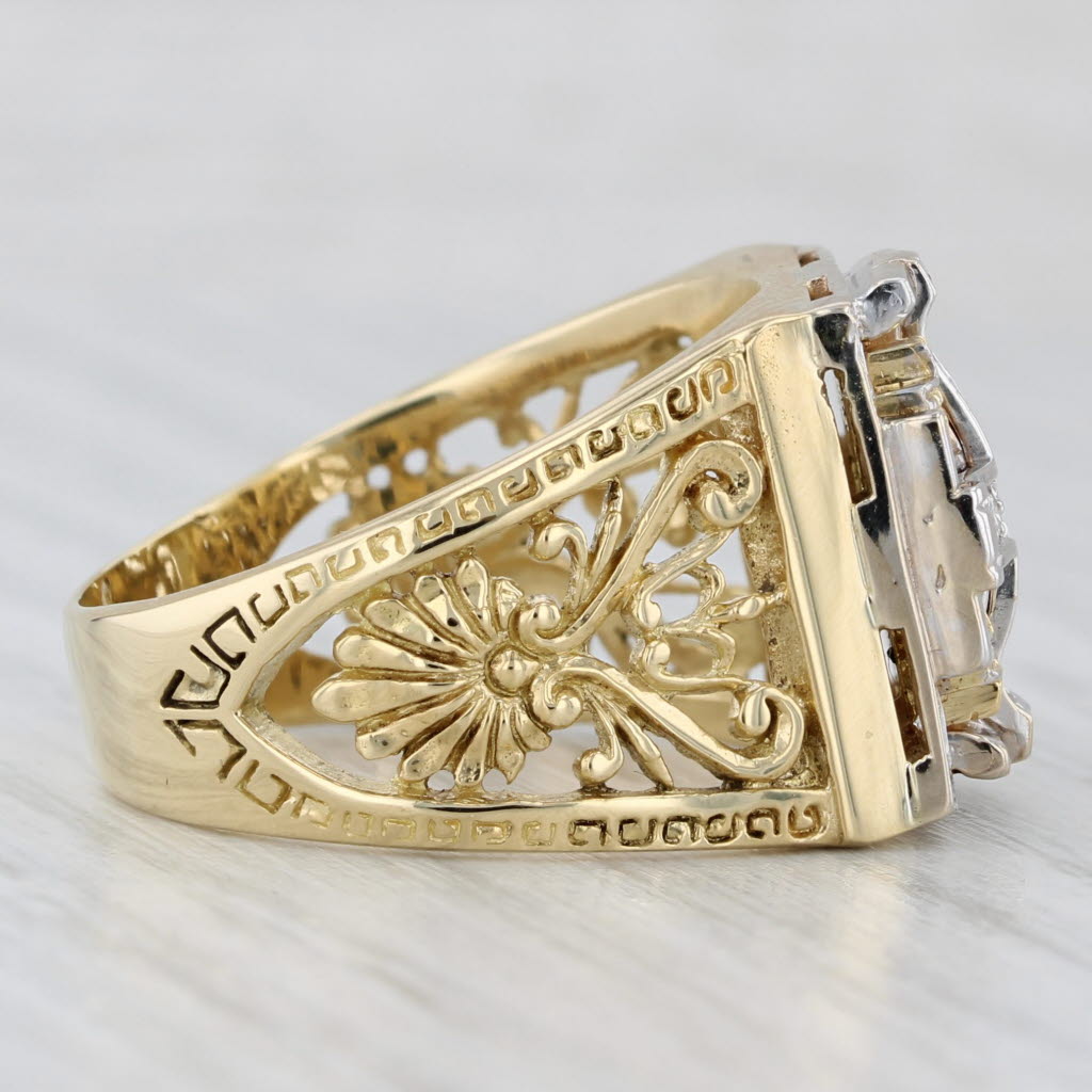 0.20ctw Diamond Jerusalem Cross Ornate Ring 18k White Yellow Gold Size 11