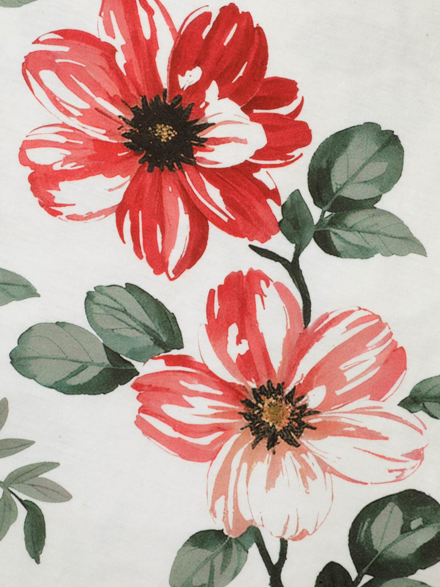 Multi-Color Floral Print V-Neck T-Shirt