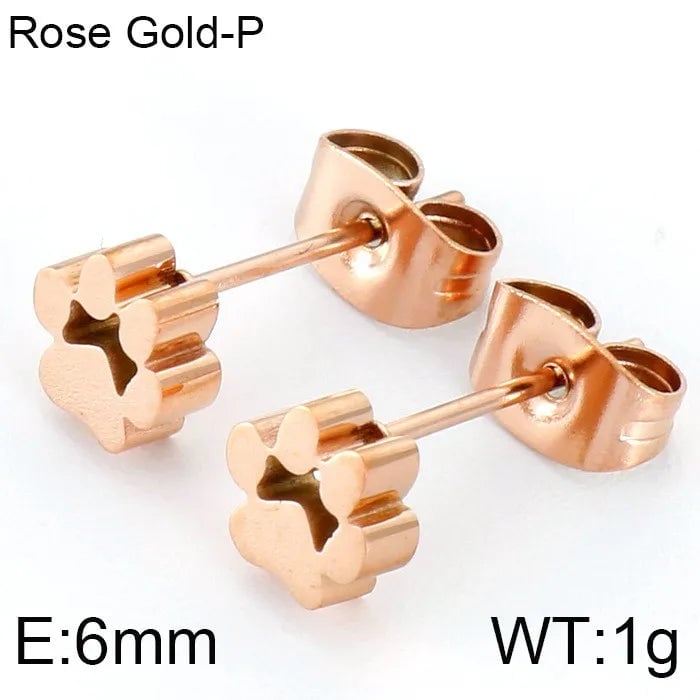Minimalist Korean Style Animal Paw Print Titanium Steel 18K Gold Plated Plating Bracelets Earrings Necklace