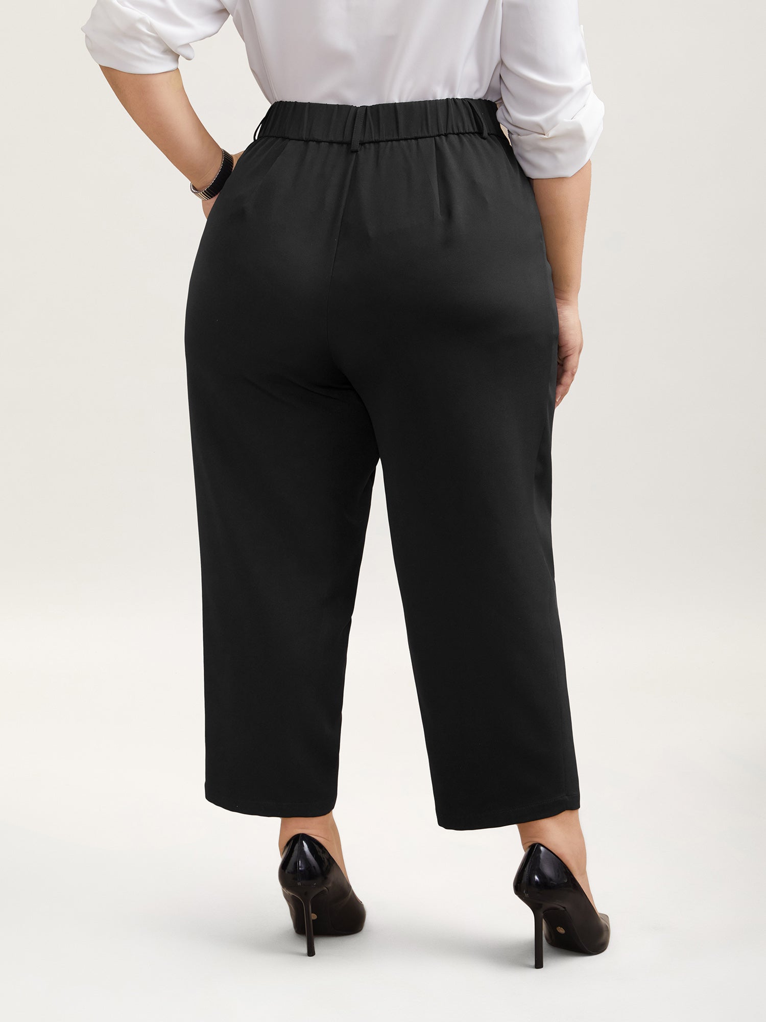 Pleated Loop Straight-Leg Pants
