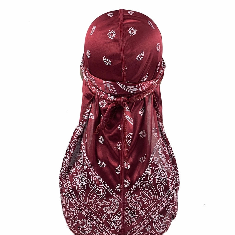 Explosions Amoeba Imitation Silk Long Tail Pirate Hat Baotou Hat Hip Hop Cloak Hat DURAG