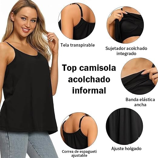 Camiseta Sin Mangas Holgada Con Sujetador Incorporado - Compra 2 Envío Gratis