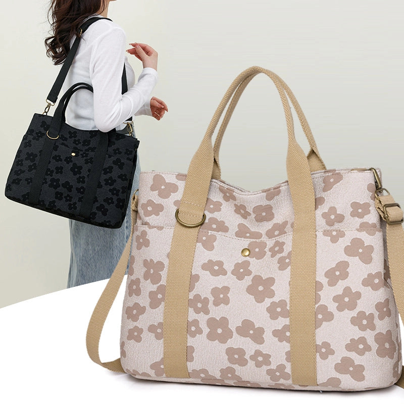 Women's Large Nylon Solid Color Streetwear Sewing Thread Square Zipper Tote Bag