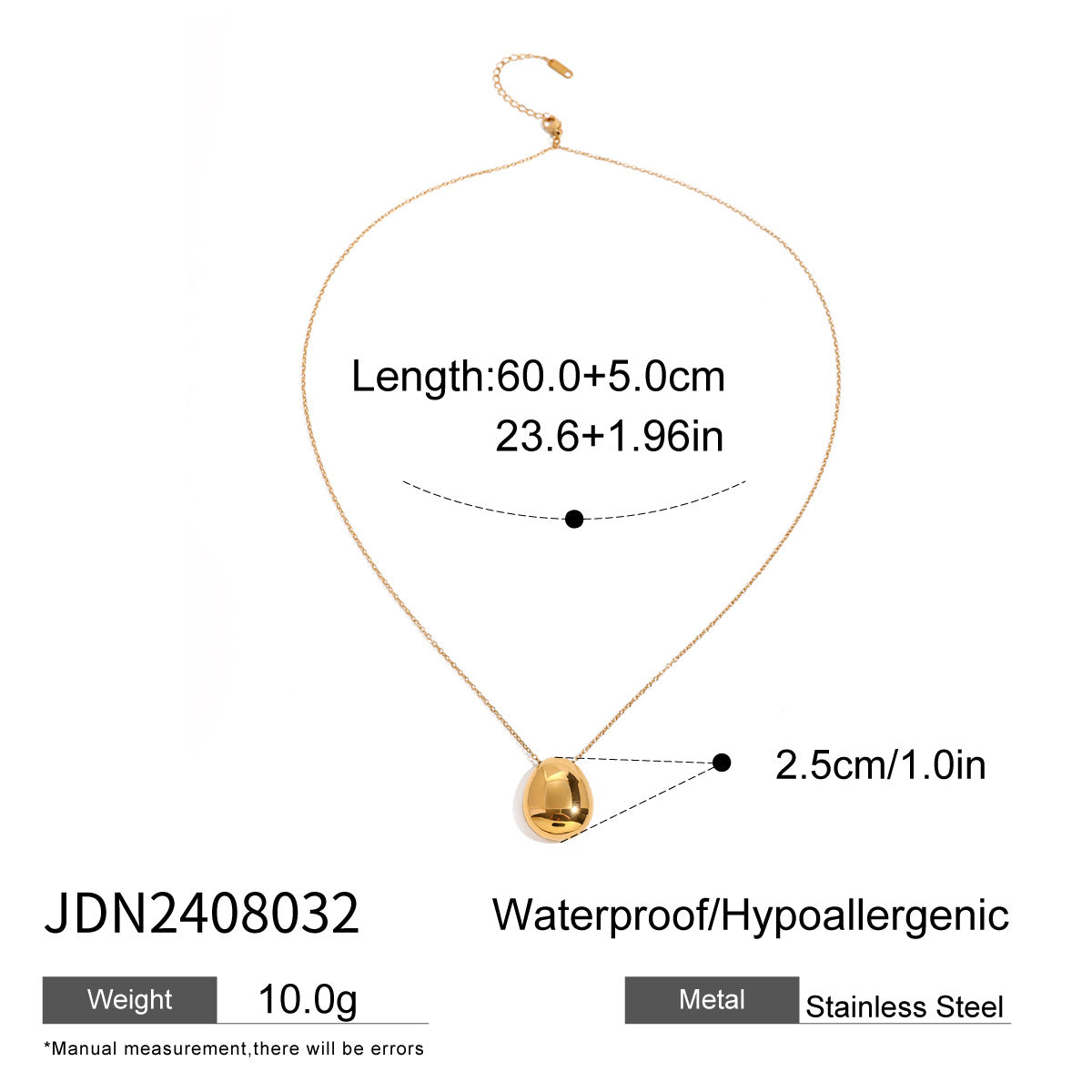 Jie Ding 18K Gold Stainless Steel Necklace Simple Jewelry Titanium Steel