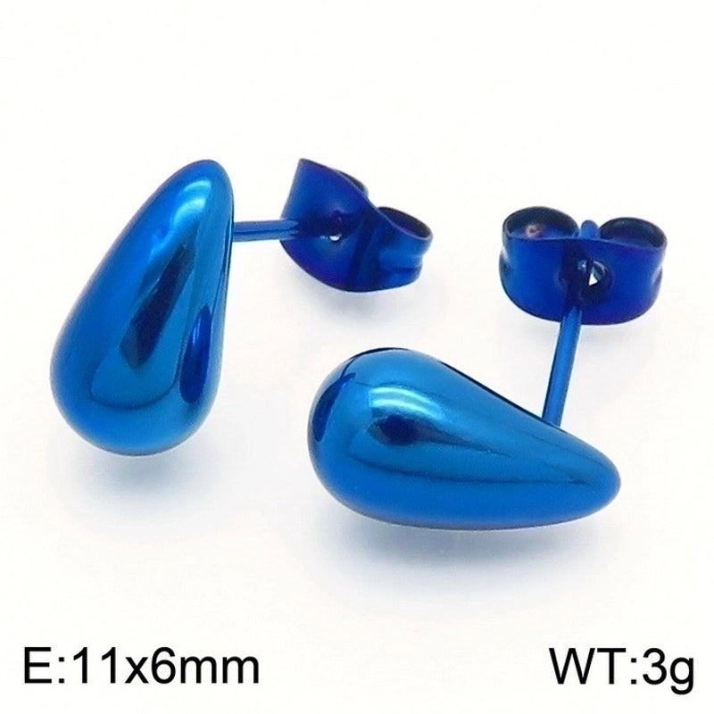 1 Pair Minimalist Water Droplets Plating Stainless Steel 18K Gold Plated Earrings
