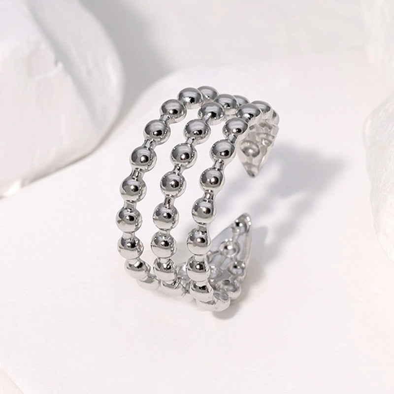 Casual Minimalist Geometric 304 Stainless Steel Hollow Out Inlay Open Rings