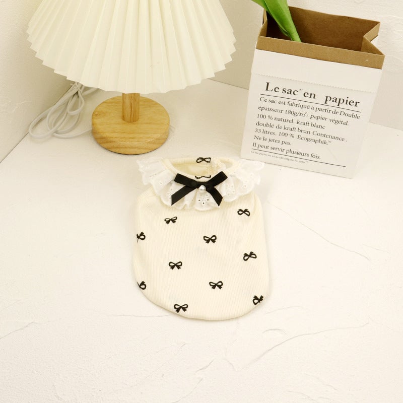 Sweet Pearl Bow Collar Dog Cat Vest