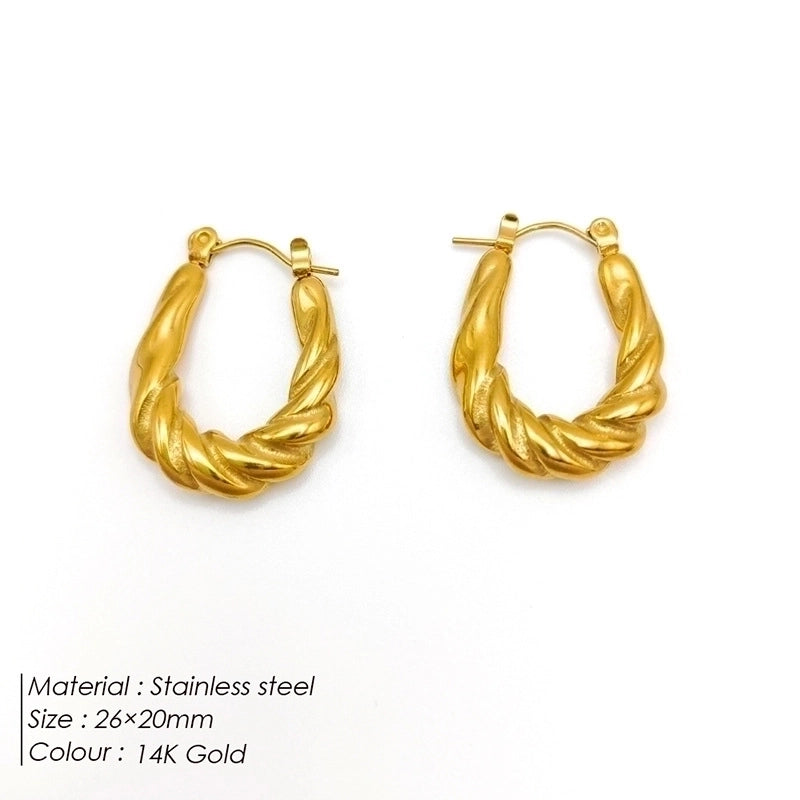 1 Pair Minimalist Geometric Plating Stainless Steel 18K Gold Plated Hoop Earrings
