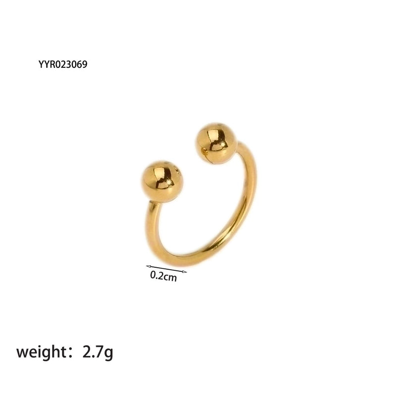 201 Stainless Steel 18K Gold Plated Vintage Style French Style Plating Inlay Ball Zircon Open Rings