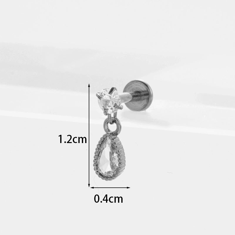 Ear Cartilage Rings & Studs Flower 316L Stainless Steel  Copper Inlaid Zircon