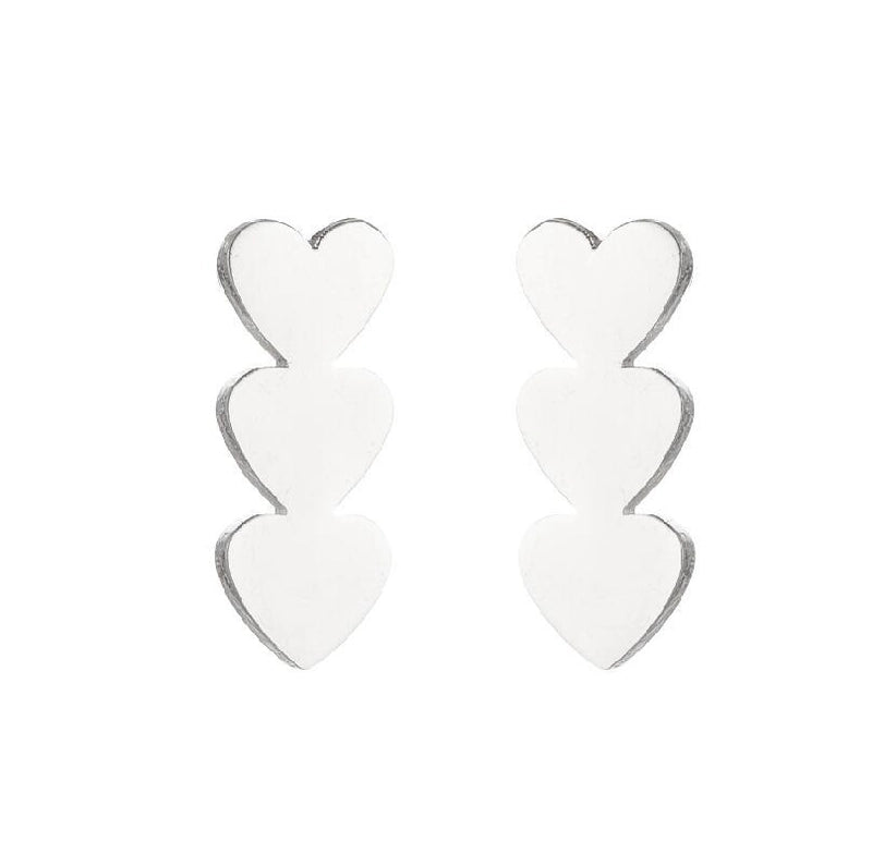 Fashion Heart Shape Stainless Steel Ear Studs 1 Pair