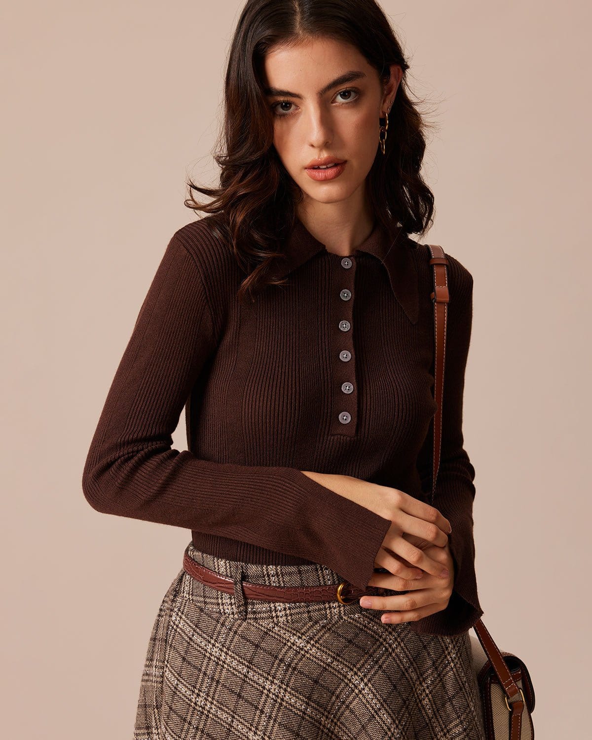 The Coffee Peter Pan Collar Button Knit Top