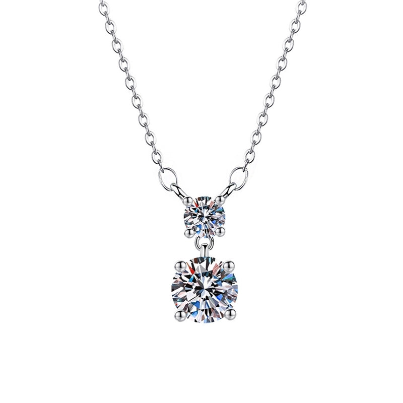 Minimalist Shiny Round Water Droplets Bow Knot Copper Plating Inlay Zircon Silver Plated Pendant Necklace Necklace Pendant