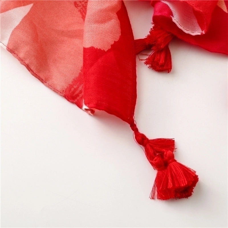 Spring And Summer Scarf Retro Red Scarf Bohemian Long Gauze Scarf