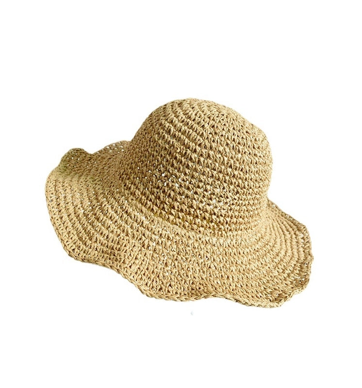 Women's Summer Hat Hand-woven Straw Hat Spring And Autumn Outdoor Sunshade Hat Beach Sunscreen Hat Foldable