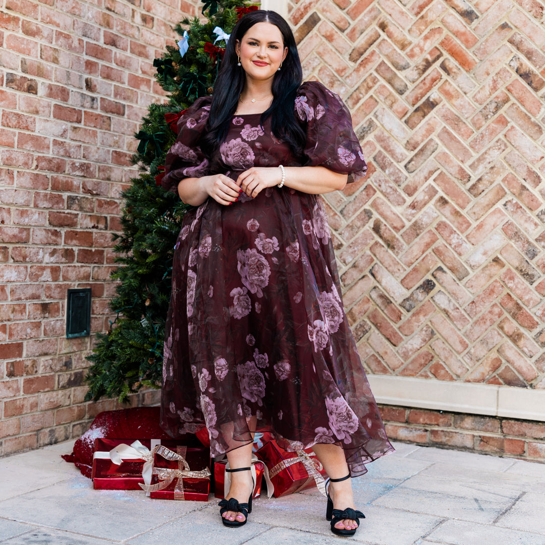 Blossoming Resilience Dress. Wine