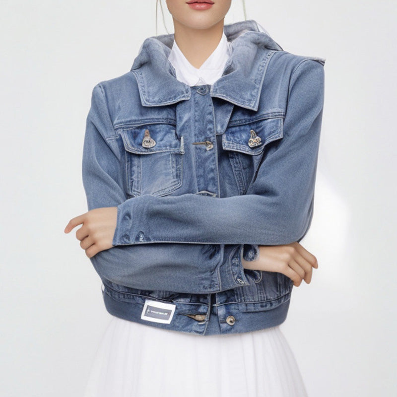 💥Hot Sale🎉Women's Removable Hooded Short Denim Jacket